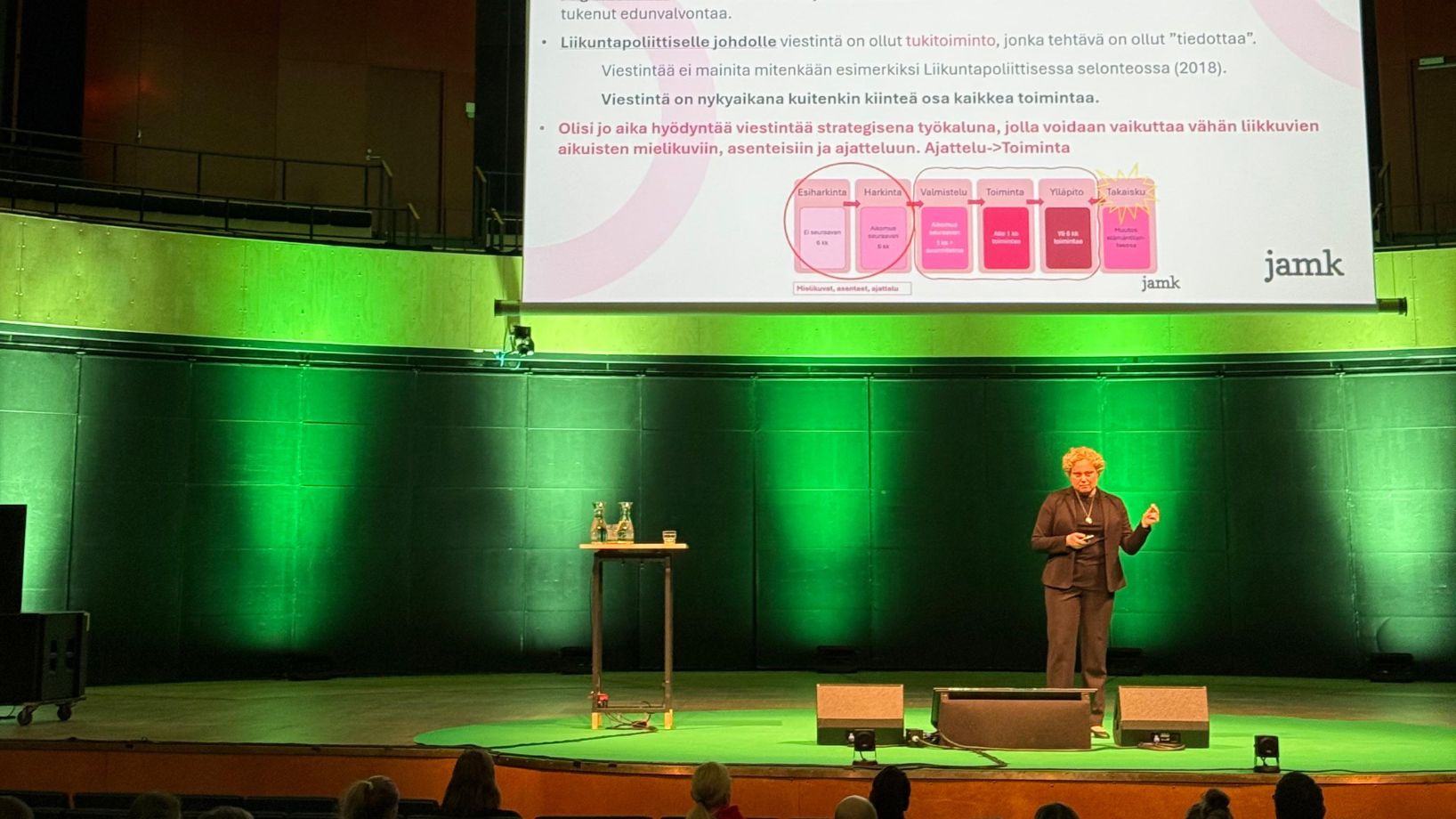 Historiantutkija Maria Rantala Lahdessa Liikkuen läpi elämän -seminaarissa